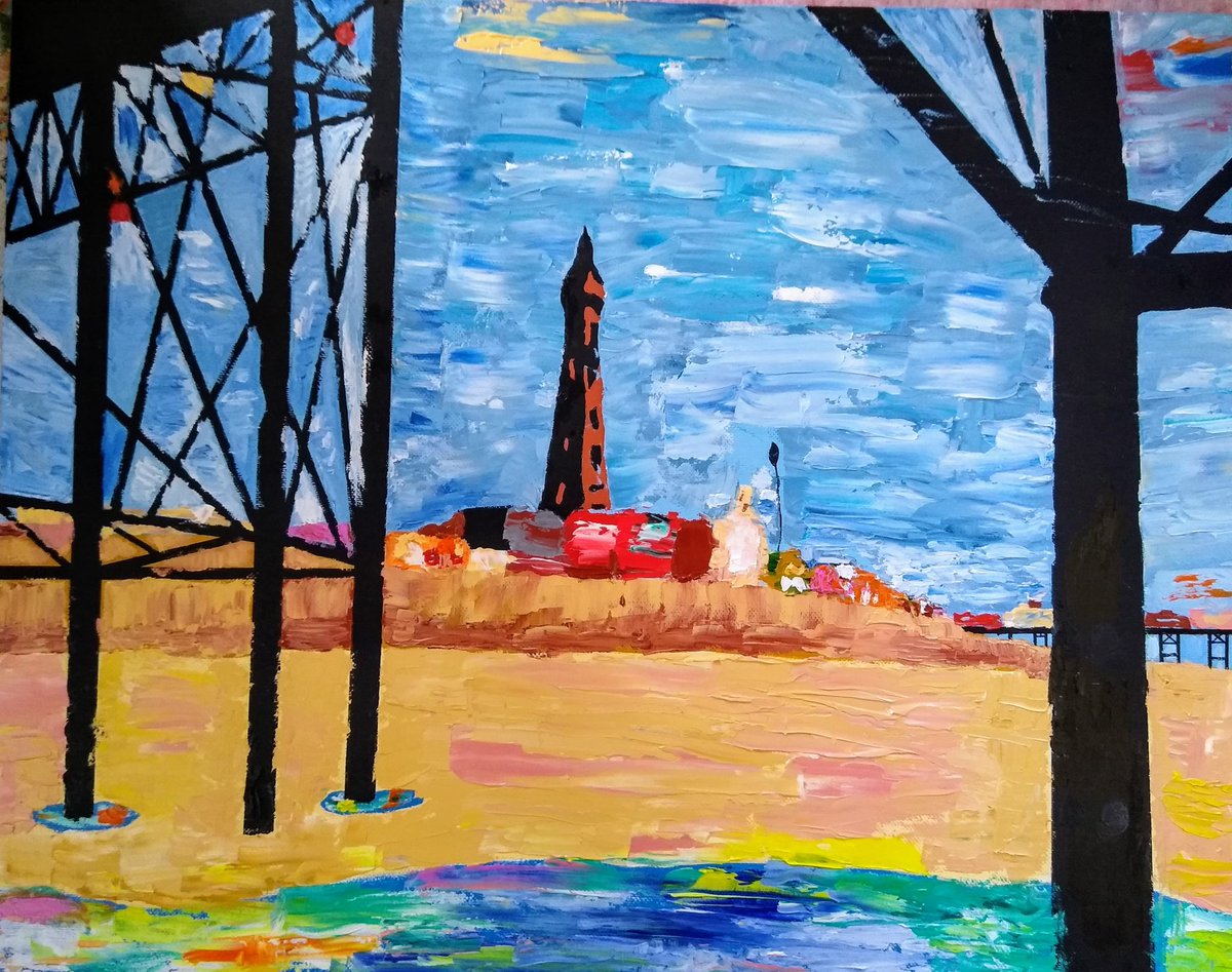 Blackpool Tower 😀 Oil on Board #northpier #southpier Enjoy ❤️