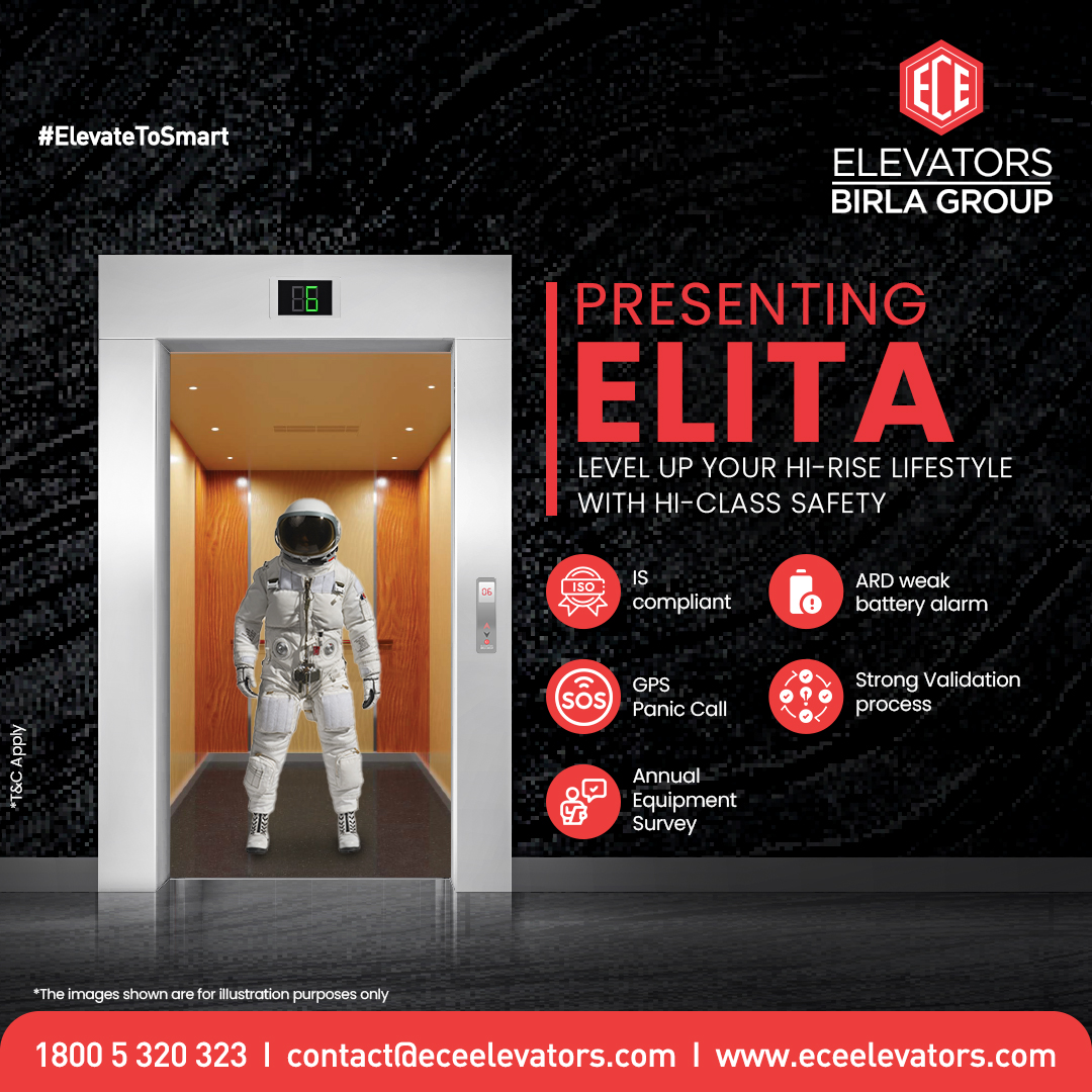 #Elita, the newest masterpiece from #ECEElevators, is redefining #luxury with its impeccable design & unwavering commitment to #passengersafety. Elita combines cutting-edge technology with steadfast dedication to elevate #safety to unmatched levels.

Enquire now at 18005320323