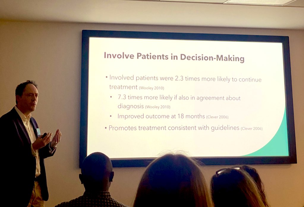ShahFTarfarosh's tweet photo. Involve Patients in Decision-Making
- patients were more likely to continue treatment, in agreement about diagnosis, showed I mproved outcome at 18 months. #NextGenPsychiatry @wendyburn @rcpsychTrainees https://t.co/0EHPnVVAcc