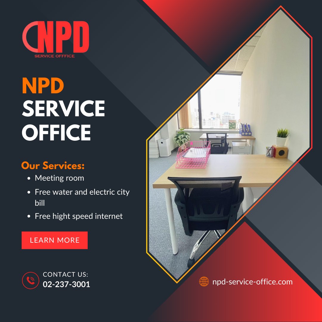 #NPDServiceOffice
Silom-Sathorn, Bangkok
npd-service-office.com/th/
npd-service-office.com/ja/
TEL: 02-237-3001
#officethai #NPD #npdthailand #OfficeSpace #officerental #rentalproperty #officeforrent #rentoffice #OfficeBangkok #japaneseserviceoffice #serviceofficebangkok #officeservice