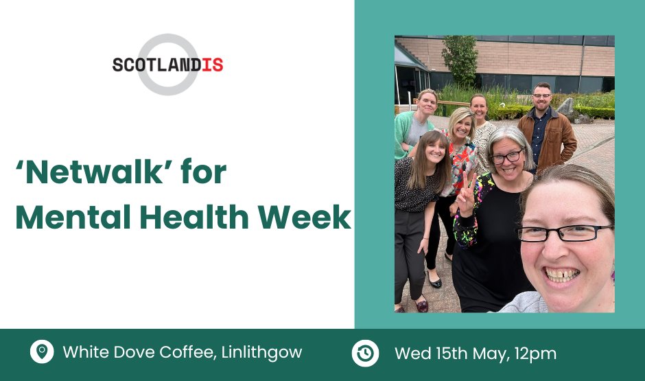 This #MentalHealthAwarenessWeek, we're taking up 'Netwalking' - having a catchup on the go!

Join the ScotlandIS team for a walk round Linlithgow loch on 15th May, meeting at White Dove Coffee by the train station between 12-12:15pm.

Hope to see you there!

#MomentsForMovement