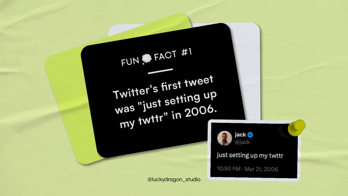 It's our first #funfactfriday! 😁Did you know that the first tweet was posted back in March 2006 by @jack ✨

#twitterhistory #firsttweet #socialmediafacts #funfacts #factsfriday #designstudio #luckydragonstudio