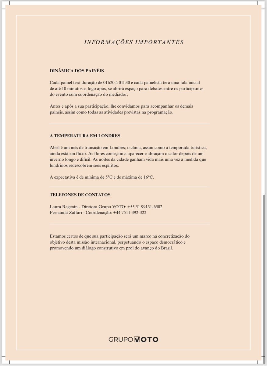 🇧🇷A agenda da reunião de 4 dias das ‘figuras públicas’ brasileiras em Londres. Observem os DETALHES: - Local & Preços - organizadores - patrocinadores - participantes - quanto tempo cada palestrante vai ‘falar’ - ‘tardes livres’ para fazer o que? - as empresas envolvidas (da…