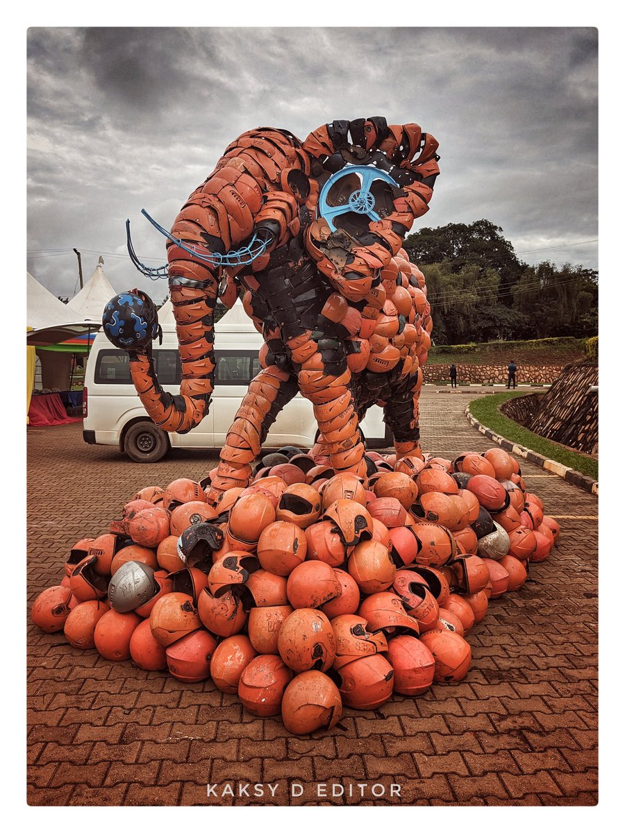 Yesterday but one, I was at @kyambogou and was fascinated by this art piece made out of helmets. Isn't this one amazing?