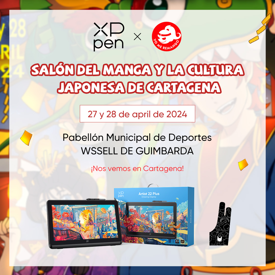 ¡Fans de Cartagena!🌷 👏¡Ven a probar nuestras tabletas y te preparamos regalitos🎁 en la Zona XPPen del X Salón del Manga y la Cultura Japonesa de Cartagena! @MurciasereManga este finde! 📍Más info: yomeremango.es 📣¡Hasta mañana! #xppen #xppentableta #SalónManga