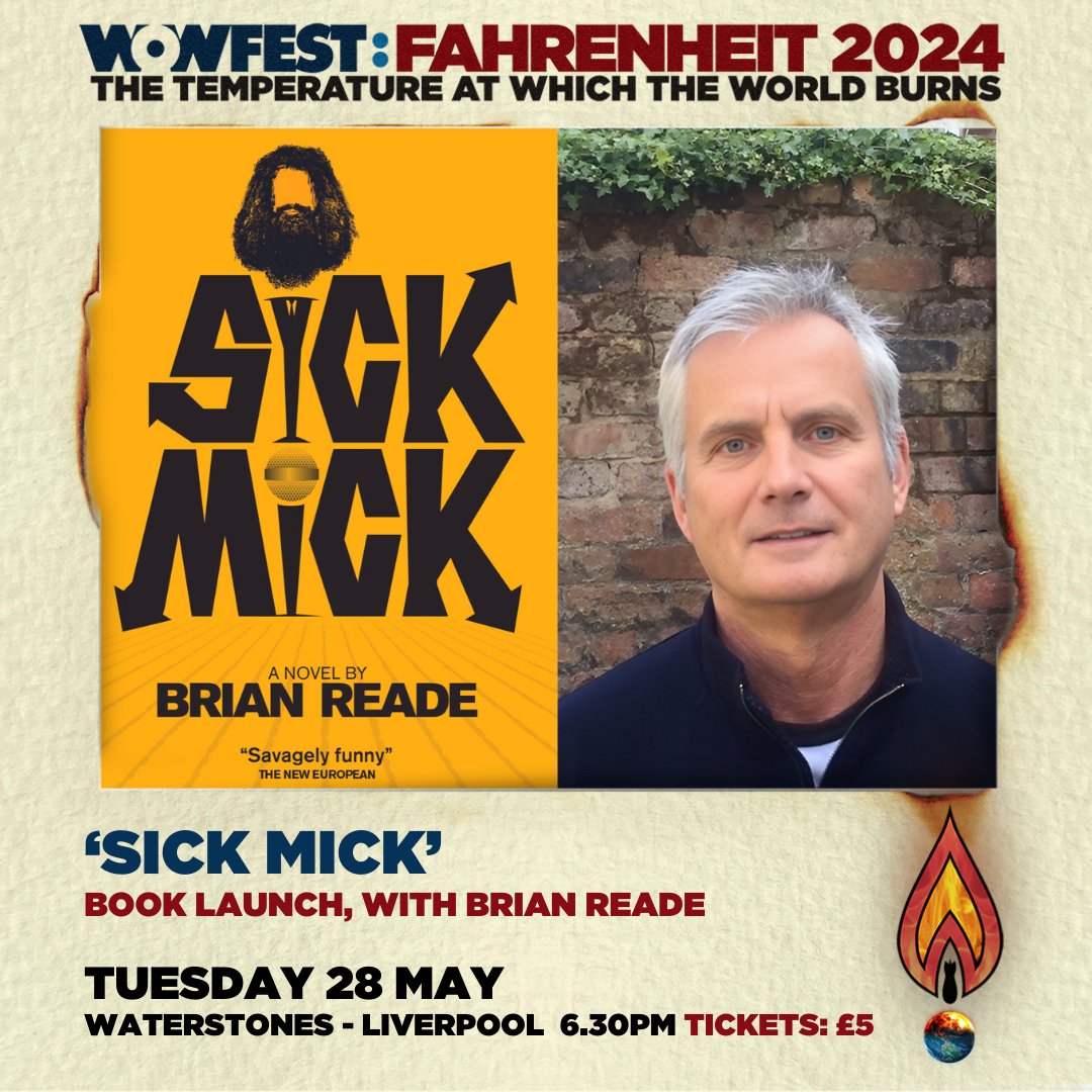 Proud to announce the launch of @DailyMirror Journalist and Writer @BrianReade debut novel ‘Sick Mick’, published by Writing on the Wall at #WOWFEST24! 📅 28 May, 6.30pm 📍 @WaterstonesLPL 🎟️ tinyurl.com/yhwe99cc Pre-order the book today tinyurl.com/5cr7syvt