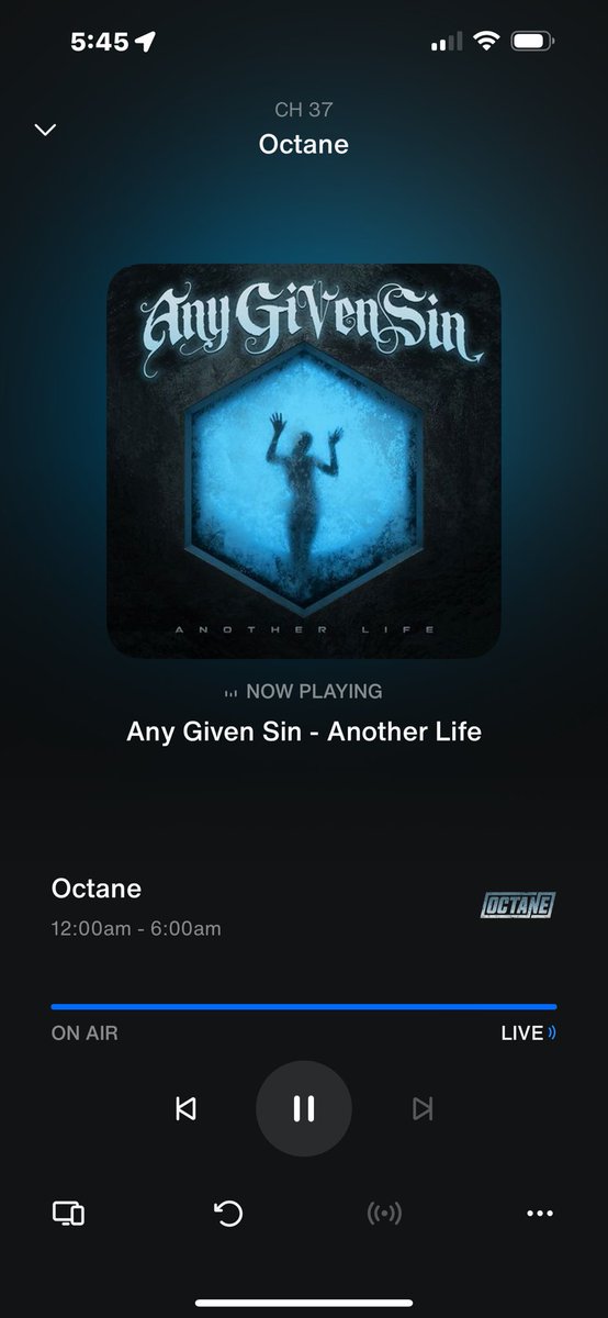 Good morning @SiriusXMOctane. Thank you for playing my favorite band @anygivensinband and their hit #AnotherLife. It’s a great way to wake up on a Friday. Please play more @anygivensinband.  #AnyGivenSin #OctaneRocks #GreatMusic