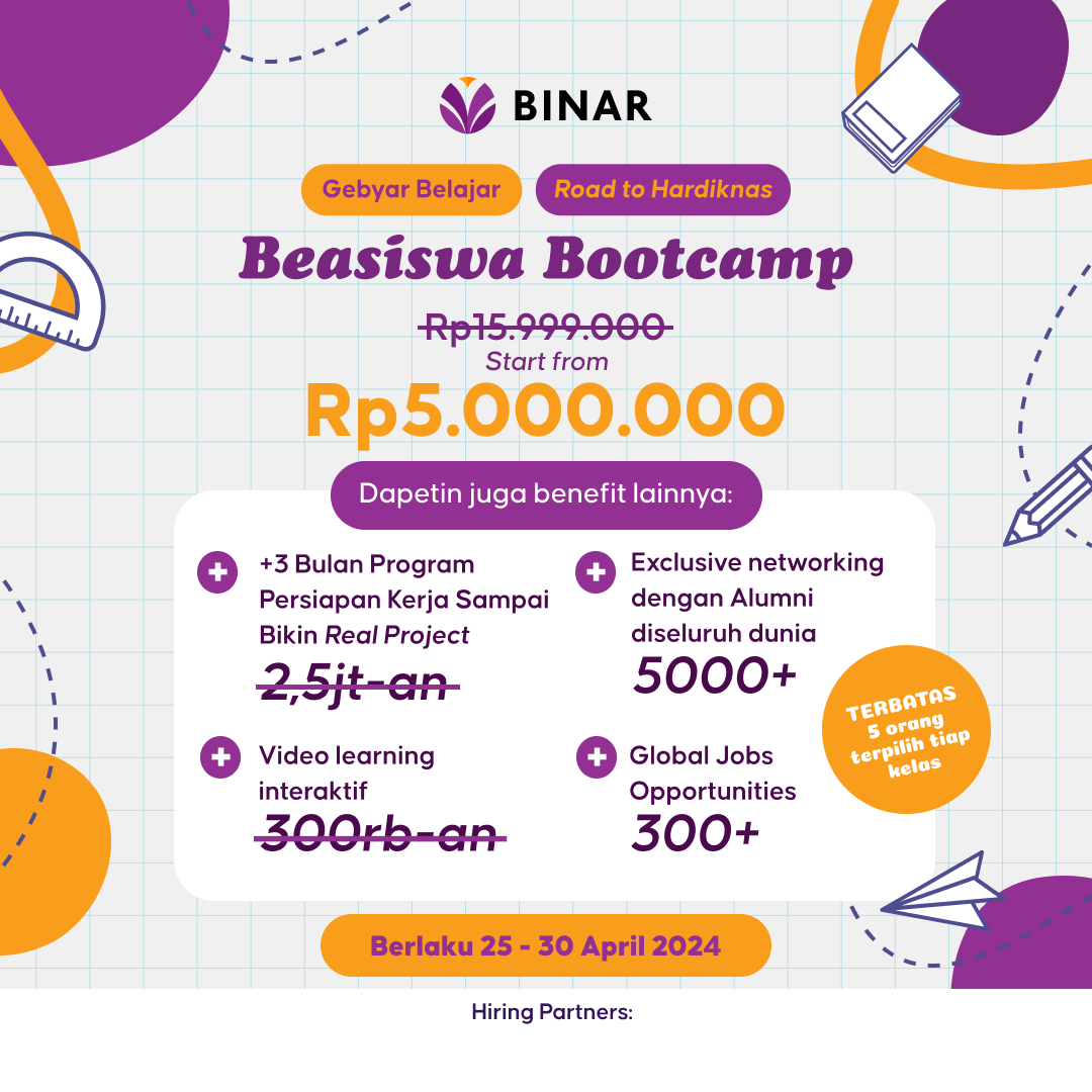 🤙INFO INFO!
Menyambut Hardiknas, BINAR kasih 👩‍🎓Beasiswa potongan harga belajar tech skill~ 

Langsung daftar 👉 binar.club/BeasiswaBINAR

#Beasiswa #Hardiknas