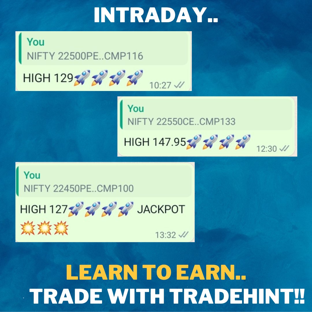 Trade with Mentor...you will not miss any money making opportunity.!!

Want to know more..?
Call or WhatsApp: 9511600639

#stockmarkets 
#shares 
#stocks
#shareMarket 
#trading 
#sharetrading 
#technofunda 
#optionstrading 
#options

#futures
#intraday
#investment
#sharemarket