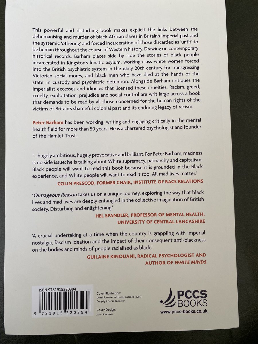 Peter Barham has written before on the ‘treatment’ of people diagnosed with psychiatric disorders: historyworkshop.org.uk/disability-his… In this book he focuses on the historical points of intersection between “madness” and race, showing how the policing of “reason” and “rationality” has…