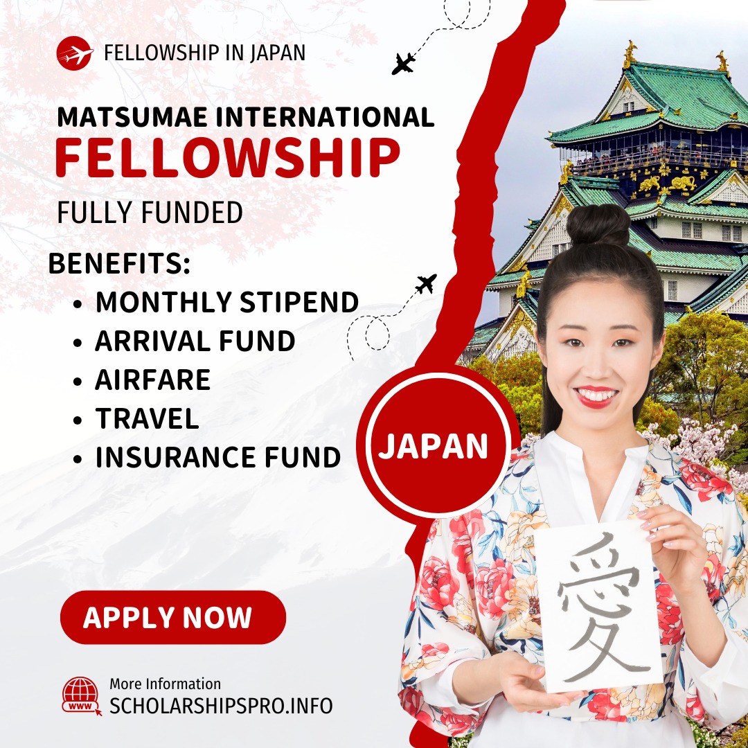 📢📢 Matsumae International Foundation Fellowship 2025 in Japan | Fully Funded 

Apply Link: scholarshipspro.info/matsumae-inter…

Benefits: Fully Funded

Degree: PHD Students can apply

Deadline: April 1, 2024, to June 30, 2024

#scholarships #scholarship #education #studyabroad #college