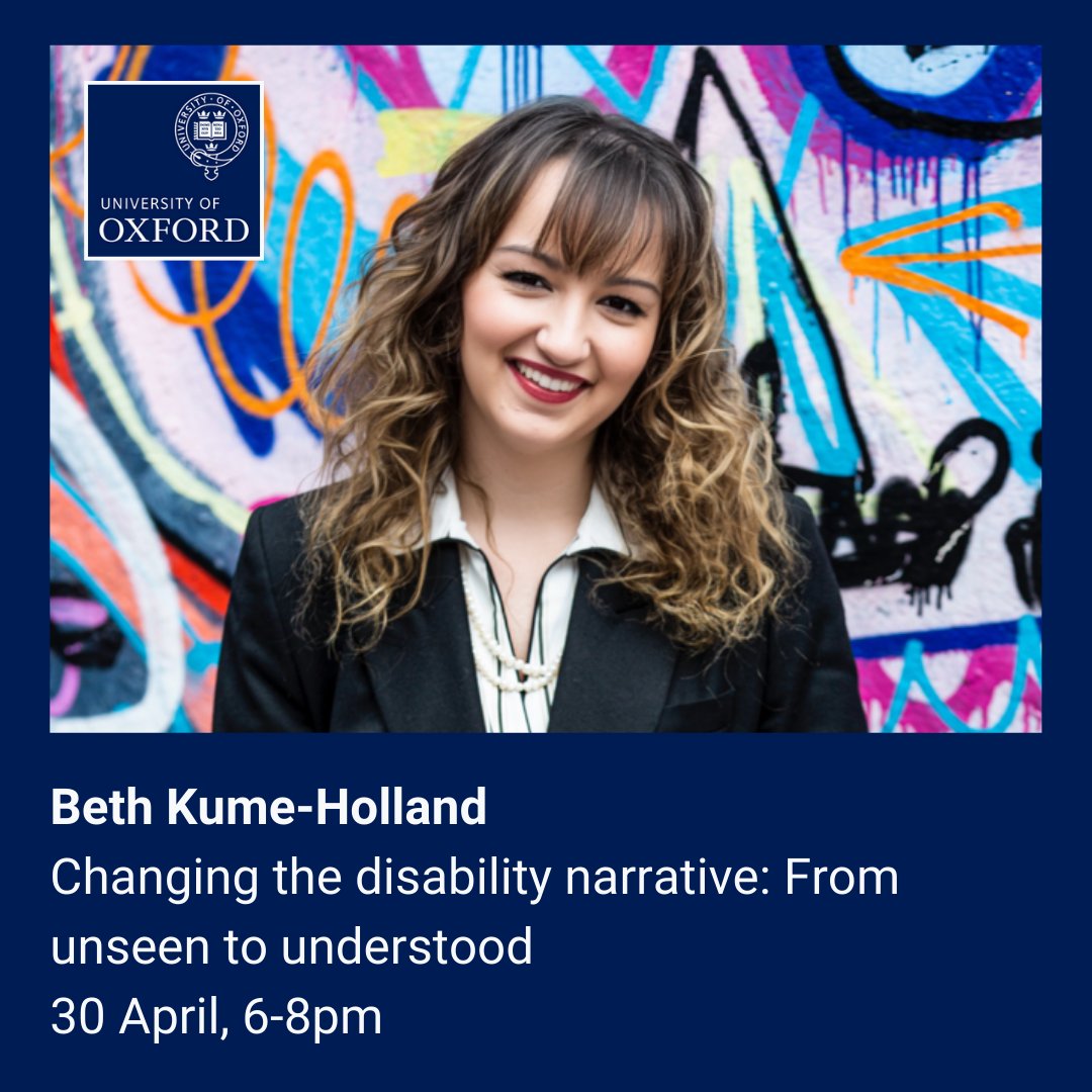 Register to join the University's annual disability lecture on Tues 30 April, 6-8pm @BlavatnikSchool & Zoom. Speaker Beth Kume-Holland will delve into key disability & accessibility issues & share practical tips we can all implement. Register your place ▶️ bit.ly/3Ufftxo