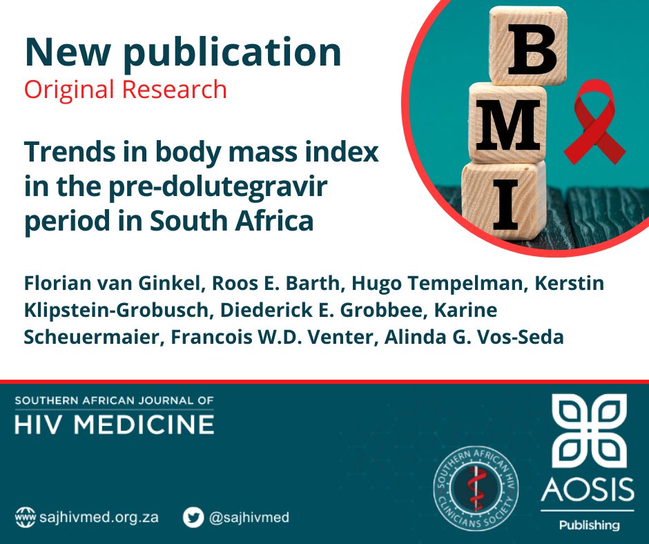 See the full article here: sajhivmed.org.za/index.php/hivm… The increase in BMI in PLWH and HIV-negative participants is a serious warning signal as obesity results in morbidity and mortality #HIVtreatment #Weightgain #ClinicalResearch