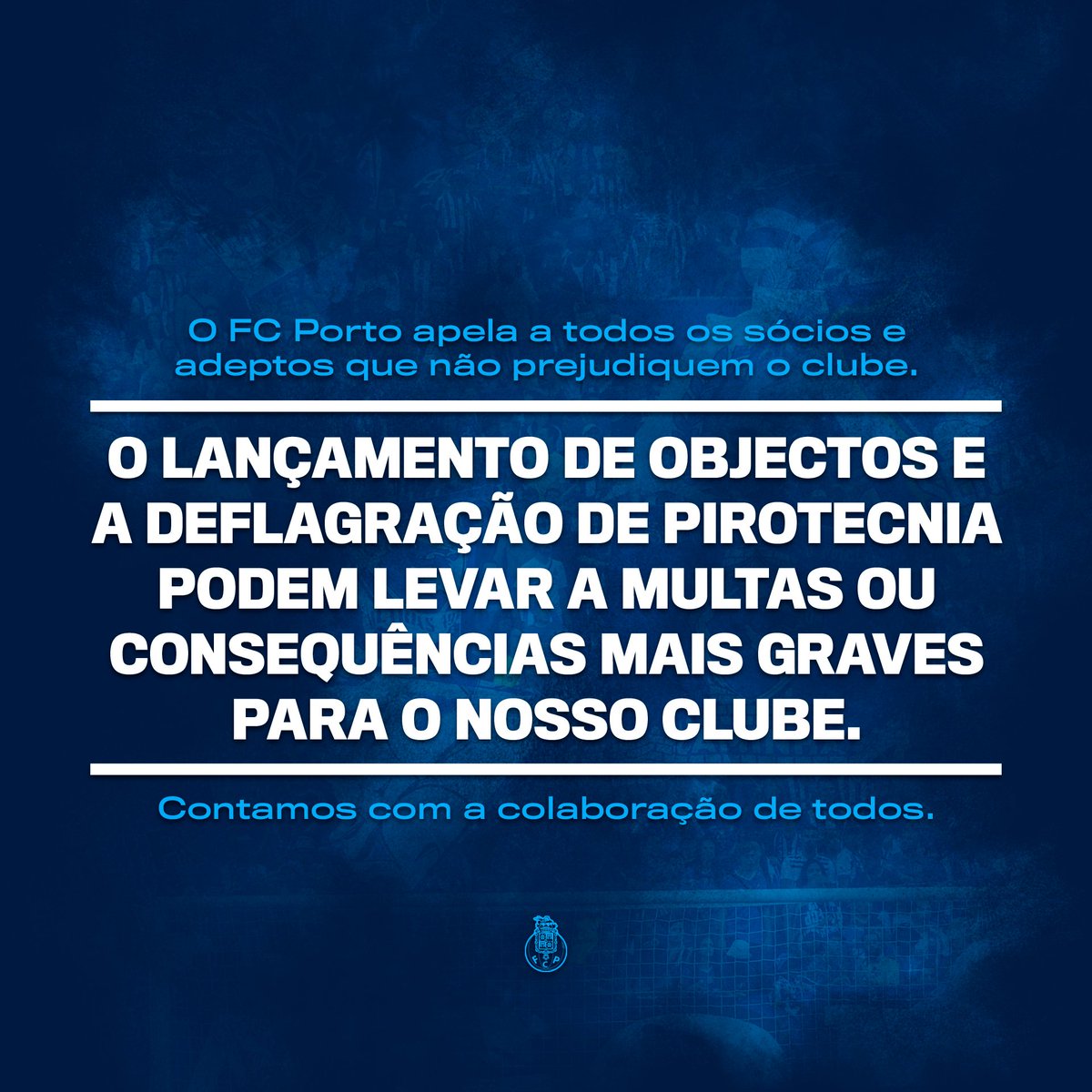 FCPorto's tweet photo. Contamos com a colaboração de todos 🔵⚪

#FCPSCP https://t.co/OKkmkun15p