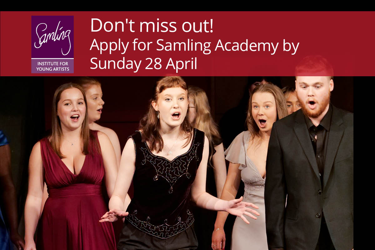 Applications for Samling Academy 2024/25 close this weekend. We want to hear from young people who live or study in North East England and who want to develop their classical singing and stagecraft under the direction of inspirational leaders. samling.org.uk/samling-academ…
