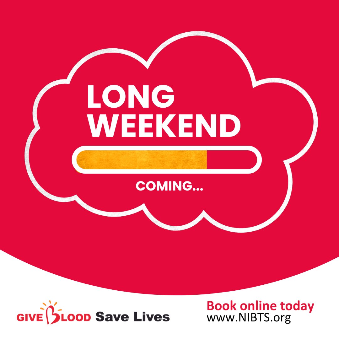 The long weekend is coming! Help us keep our hospitals topped up with lifesaving blood. Book your place now for any of our blood donation sessions this week: bit.ly/GiveBloodNI 🩸❤️  Thank you!

#GiveBlood #BloodDonation #Lifesaver #NorthernIreland