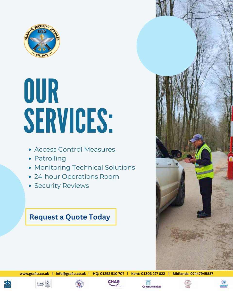 Contact us today on 01252 510707 or visit gss4u.co.uk to request a quote!

#gurkhasecurity #securityservices #privatesecurity #homesecurity #securityofficers #mannedguarding #securityservices #londonsecurity #securitytips #securityadvice