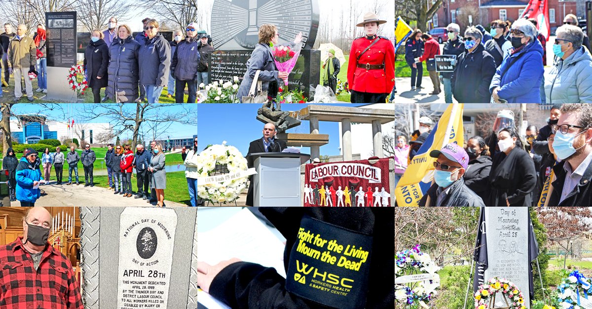 On #DayOfMourning, many Ontario communities gather at these worker memorials: bit.ly/3xxBBeL These powerful monuments were erected to remember those killed by unsafe and unhealthy work and to remind us that worker death, injury and illness can be prevented.