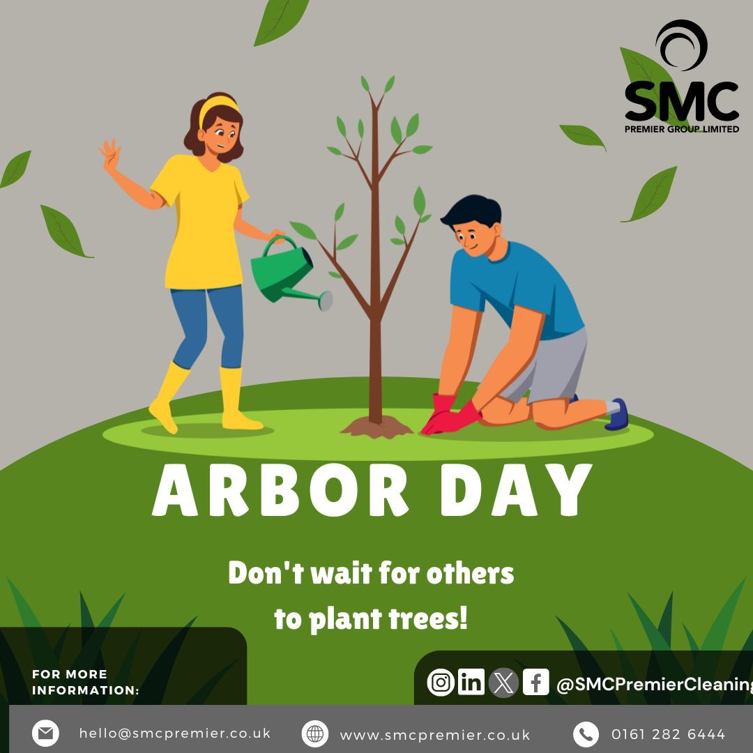 smcpremierclean's tweet image. Happy Arbor Day! At SMC Premier Group, we&apos;re committed to a greener future. Join us in celebrating Arbor Day by planting trees and nurturing our planet. Together, we can make a difference!
#SMCPremierArborDay
#CleanWorkspaces
#IndustrialCleaning
#CommercialCleaners