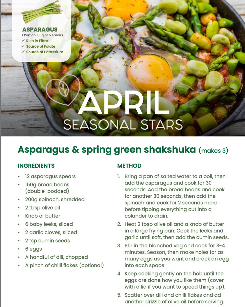 🌟 Let's celebrate our seasonal stars! This month, we're shining the spotlight on asparagus with this amazing dish of asparagus and spring green shakshuka 🍳🌱 Trust us, it's a flavour explosion that will have your taste buds dancing! #seasonalstars #asparaguslove ✨