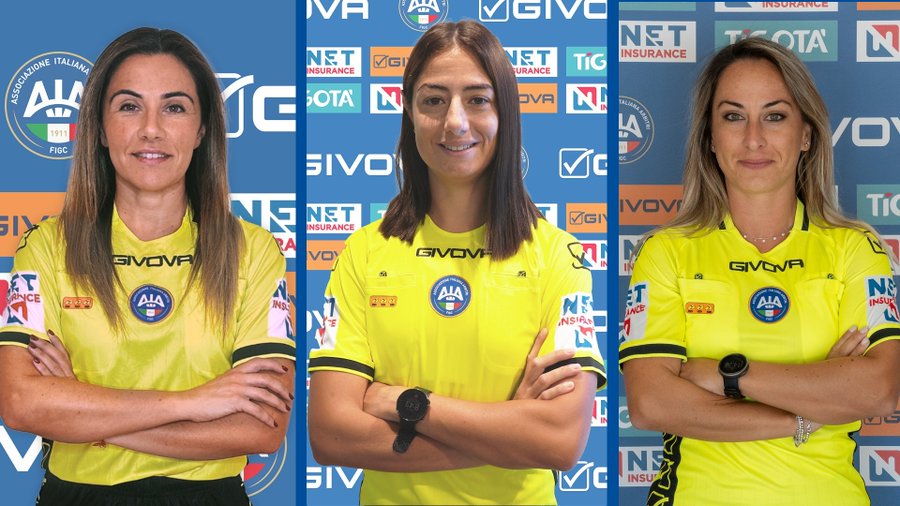 ArbitresSAFE's tweet photo. ⭕️Une première historique ! Un trio féminin arbitrera pour la première fois un match de Série A italienne. 🇮🇹
➡️Maria Sole Ferrieri Caputi, Francesca Di Monte et Tiziana Trasciatti dirigeront la rencontre entre l’Inter Milan et le Torino FC, ce dimanche.

@foo_teuses @Law5_TheRef https://t.co/gSv9mDOJuq