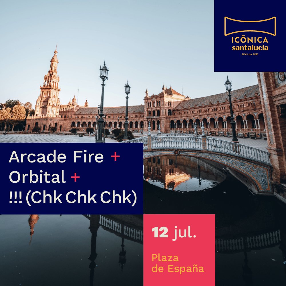 Si tu fase vital sigue siendo “experimentando” y aún conservas tu walkman en casa, tienes una cita el 12 de julio.

Confirmamos lo que muchos esperabais: @arcadefire, @orbitalband y @chkchkchk estarán en #ICÓNICASANTALUCÍASevillaFest.

🎟️ Entradas: landing.entradasatualcance.com/iconica-sevill…