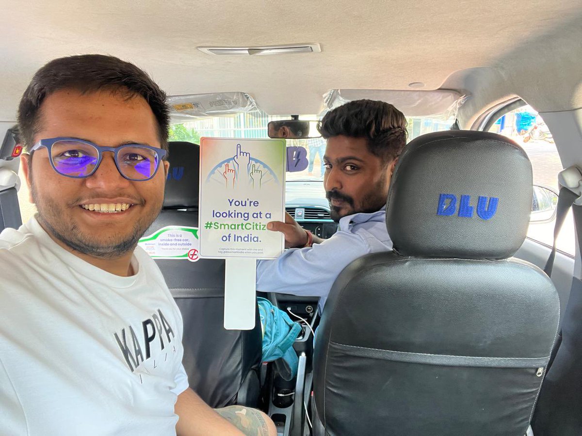 As soon as I was about to get in my Blusmart to reach the Airport, I noticed something unique with my driver coming to pick me up after voting as it's election day here.

As I was in conversation with the Blusmart driver, he told me about how his place in the not-so-popular area