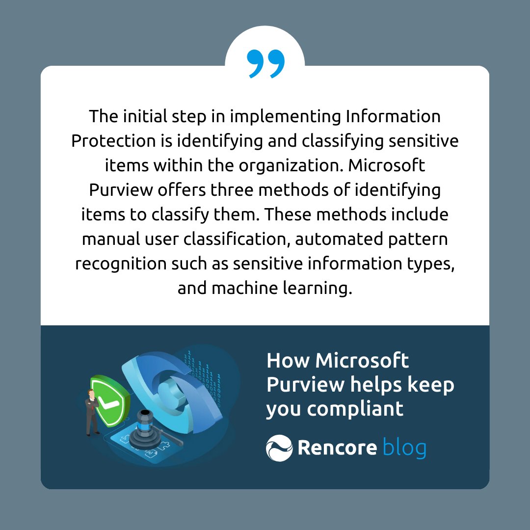 Unlock the power of Information Protection with Microsoft Purview! 🛡️ 
Learn how to identify and classify sensitive items within your organization using manual user classification, automated pattern recognition, and machine learning.

Read the blog now! ✨
renco.re/3UxaIk8