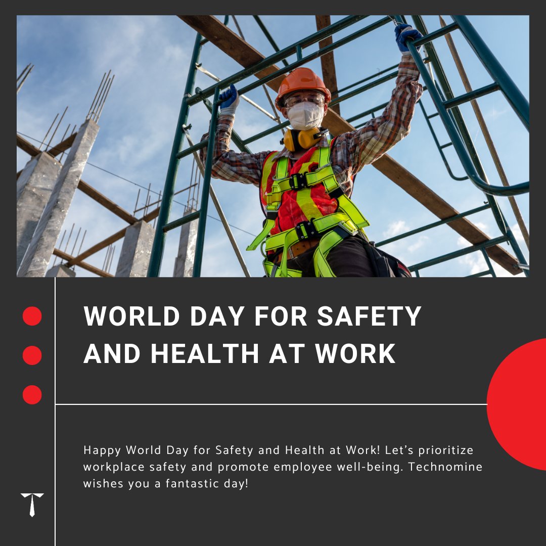 Wishing you a World Day For Safety & Health At Work. Here is to a day dedicated to prioritizing workplace safety and promoting employee well-being. Technomine wishes you all a very Happy World Day For Safety And Health At Work. #WorldDayForSafetyAndHealthAtWork #WorkplaceSafety