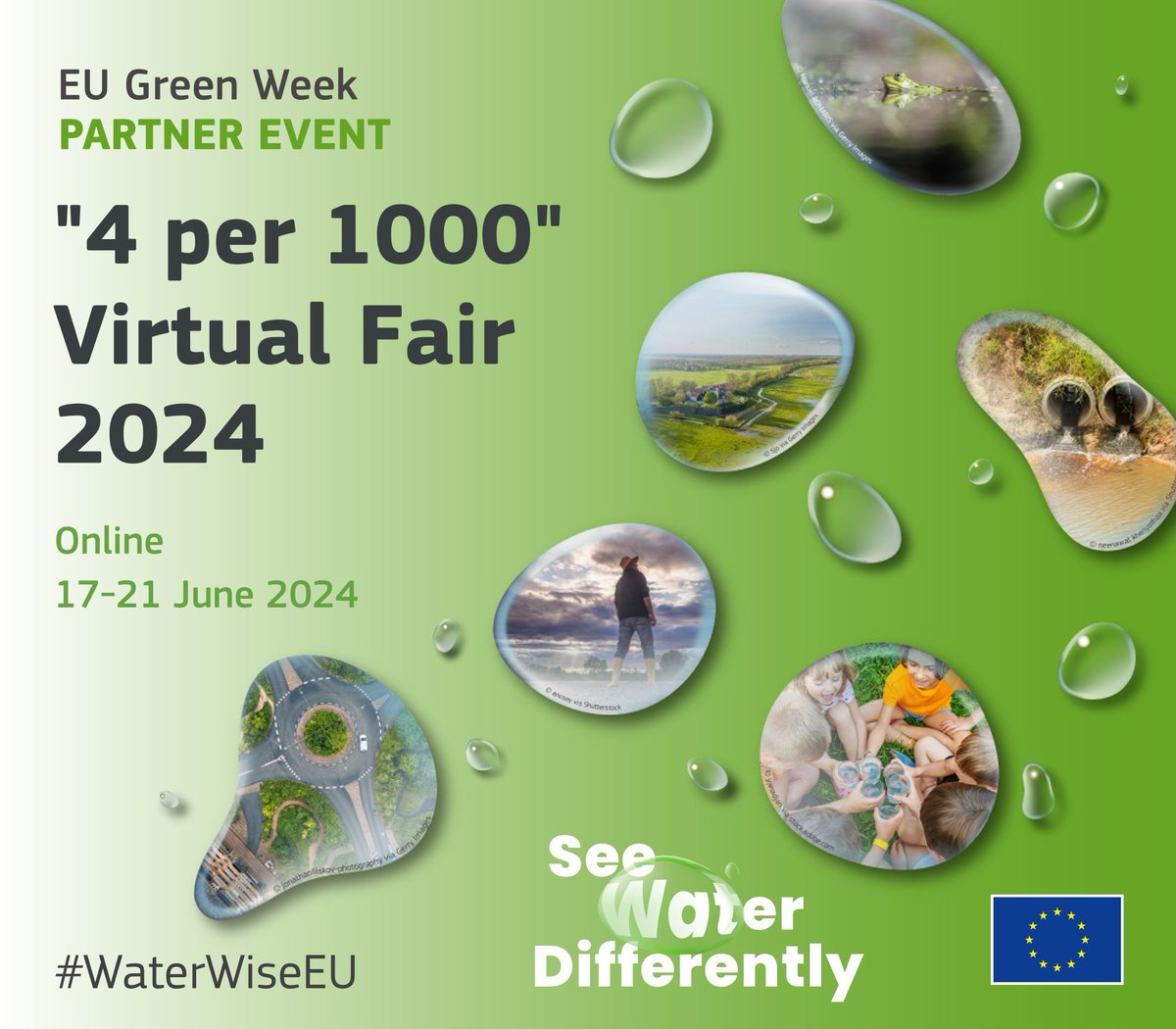 📢The @4per1000 Virtual Fair 2024 has been accepted as a partner event of the EU Green Week! We invite all our partners and friends to join us and to present their work on #SoilHealth. Learn more on our platform! 👉wiki.afris.org/display/4EGW21 #EUGreenWeek #WaterWiseEU