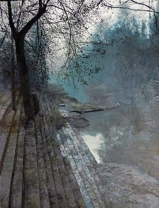 Wang Long Sheng (Chinese, born 1944) 'Morning Mist', 2018. Oil on Canvas Painting.