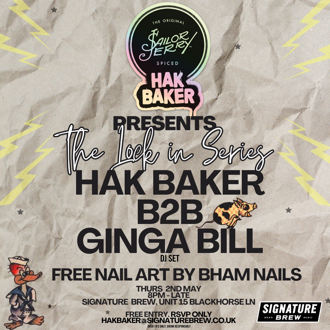 Hak Baker Presents 'The Lock In Series' with Sailor Jerry x Signature Brew Exclusive ticket giveaway to Hak Baker's Lock In party at the brewery next Thursday 3rd May in association with Sailor Jerry. Like this post, tag a mate and sign up for free -> loom.ly/7QPE_U0