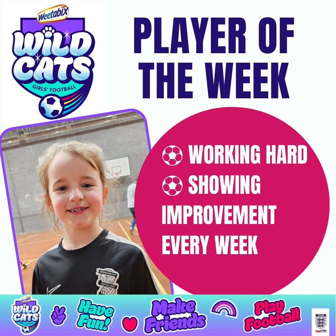 Congratulations 🥳 to our #weetabixwildcats #playeroftheweek

All your hard work is paying off as you are showing improvement every week 😀.  Well done!