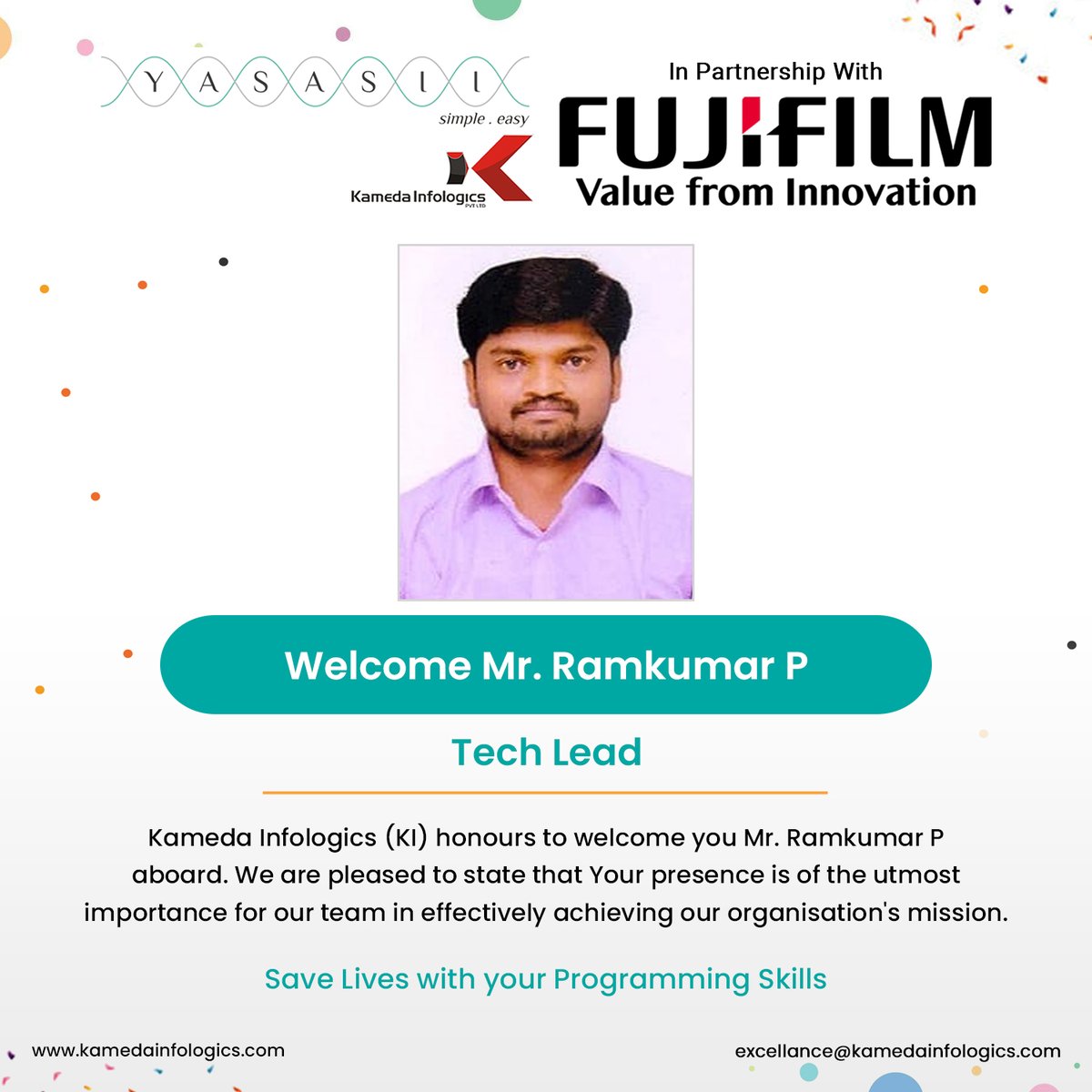 Welcome to the Kameda Family! 🌟
We are thrilled to introduce our newest team members who have joined us on this exciting journey. 👋
Join us in extending a warm welcome to Mr. Ramkumar P!🎉 #newhires #welcomeaboard #teamworkmakesthedreamwork