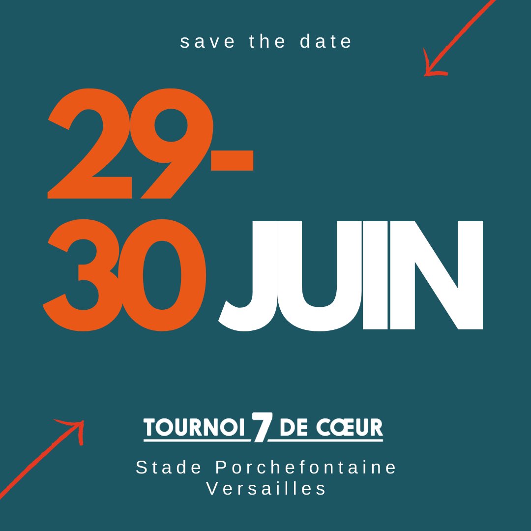 📅 À vos agendas ! Rendez-vous les 29 et 30 juin prochains au stade Porchefontaine à <a href="/Versailles/">Versailles</a>.
Au programme 🏉☀️🍔💃🏼💦🍻
#rugby7 #ventriglisse #dodgeball #caritatif