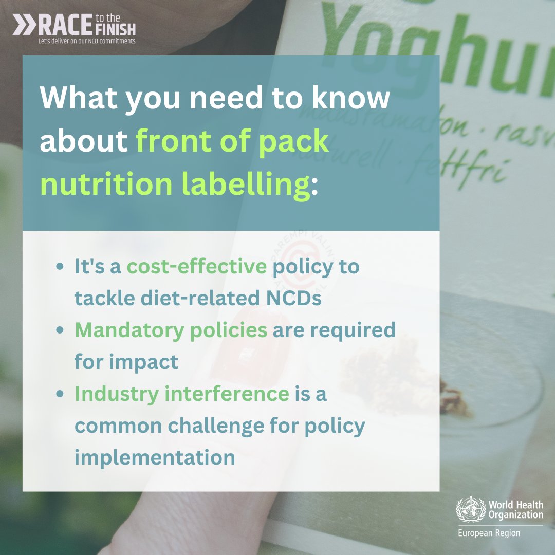 📉 Unhealthy diets and food environments are major barriers to meeting NCD-related #SDGs in the Region, as emphasised by WHO/Europe during #EU2024BE in Brussels. 🏷️ Nutritional labelling is crucial for: ✅ Protecting consumer health ✅ Fair food trade @EU2024BE, @EU_Health