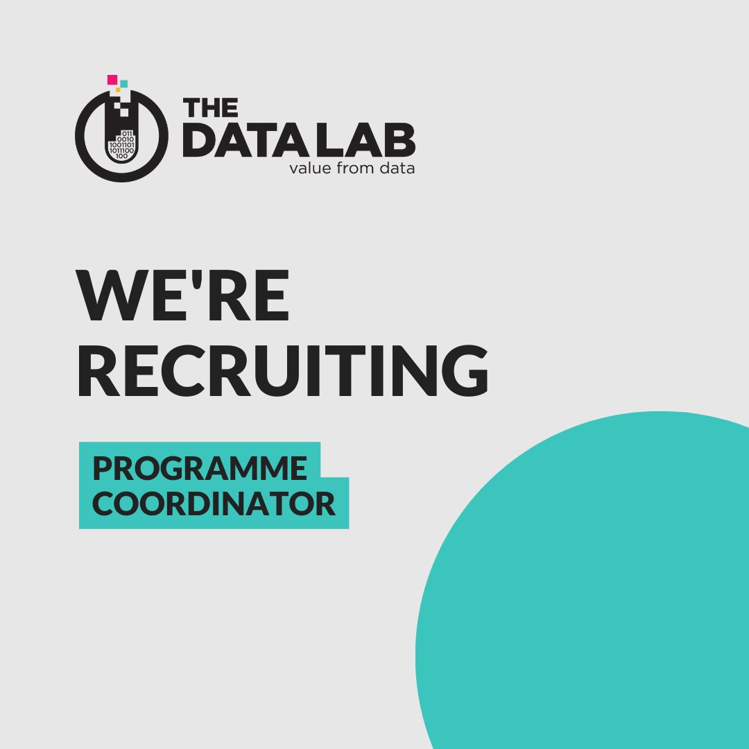 We're recruiting! As our Skills Programme Coordinator, you'll support our incredible Skills Team, with focus on supporting The Data Lab Academy. Applications close on the 6th of May. ow.ly/fJ4V50RoOzM