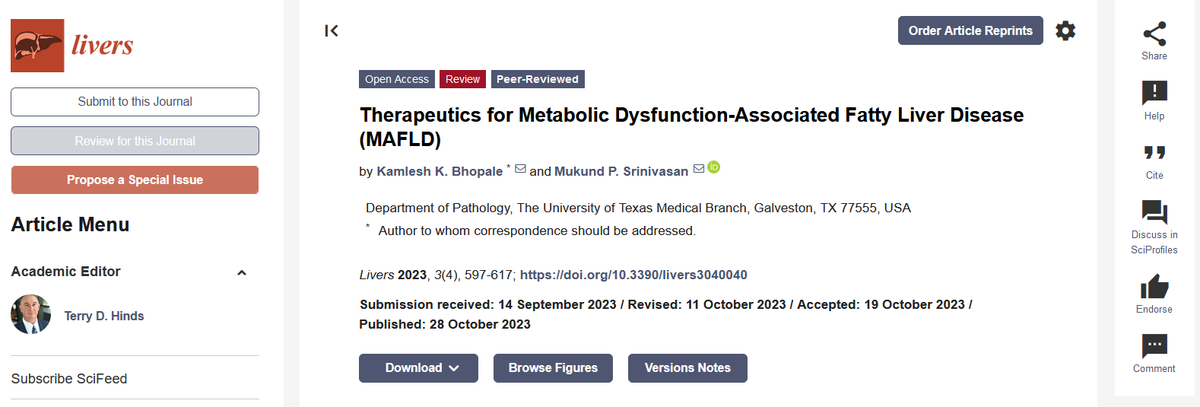 #mdpilivers                 

Welcome to read the paper 'Therapeutics for #Metabolic #Dysfunction-Associated #FattyLiver Disease (#MAFLD)'.                  

Free full-text: mdpi.com/2673-4389/3/4/…