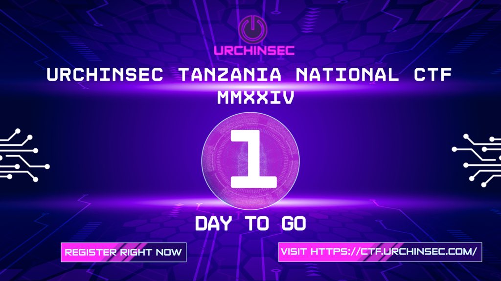 urchinsec_'s tweet image. Reminding!! 1 day remaining for the CTF to begin! Register now and compete to win amazing awards at ctf.urchinsec.com