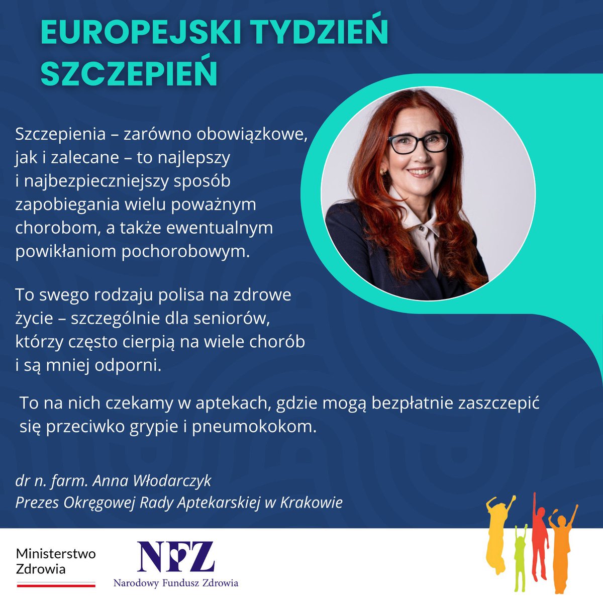 OIAwKrakowie's tweet photo. 🗓️21-27 kwietnia | Europejski Tydzień Szczepień
Szczepienia - zarówno obowiązkowe, jak i zalecane - to najlepszy i najbezpieczniejszy sposób zapobiegania wielu poważnym chorobom.
Osoby po 65 r.ż mogą zaszczepić się bezpłatnie w #aptekach na grypę oraz pneumokoki. https://t.co/vW4MVuS2hM