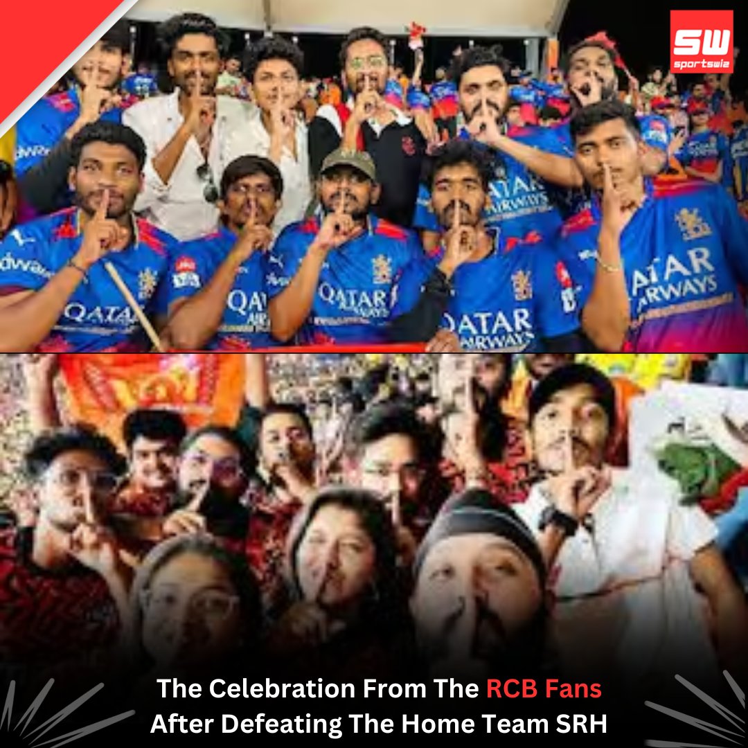RCB fans recreate the gesture of SRH captain Pat Cummins and SRH fans after defeating SRH by 35 runs in Hyderabad.
.
#SRHvsRCB #ViratKohli𓃵 #sportswiz #SRH #RCB #Silence #Winrcb #patcummins #ipl2024 #indiancricket