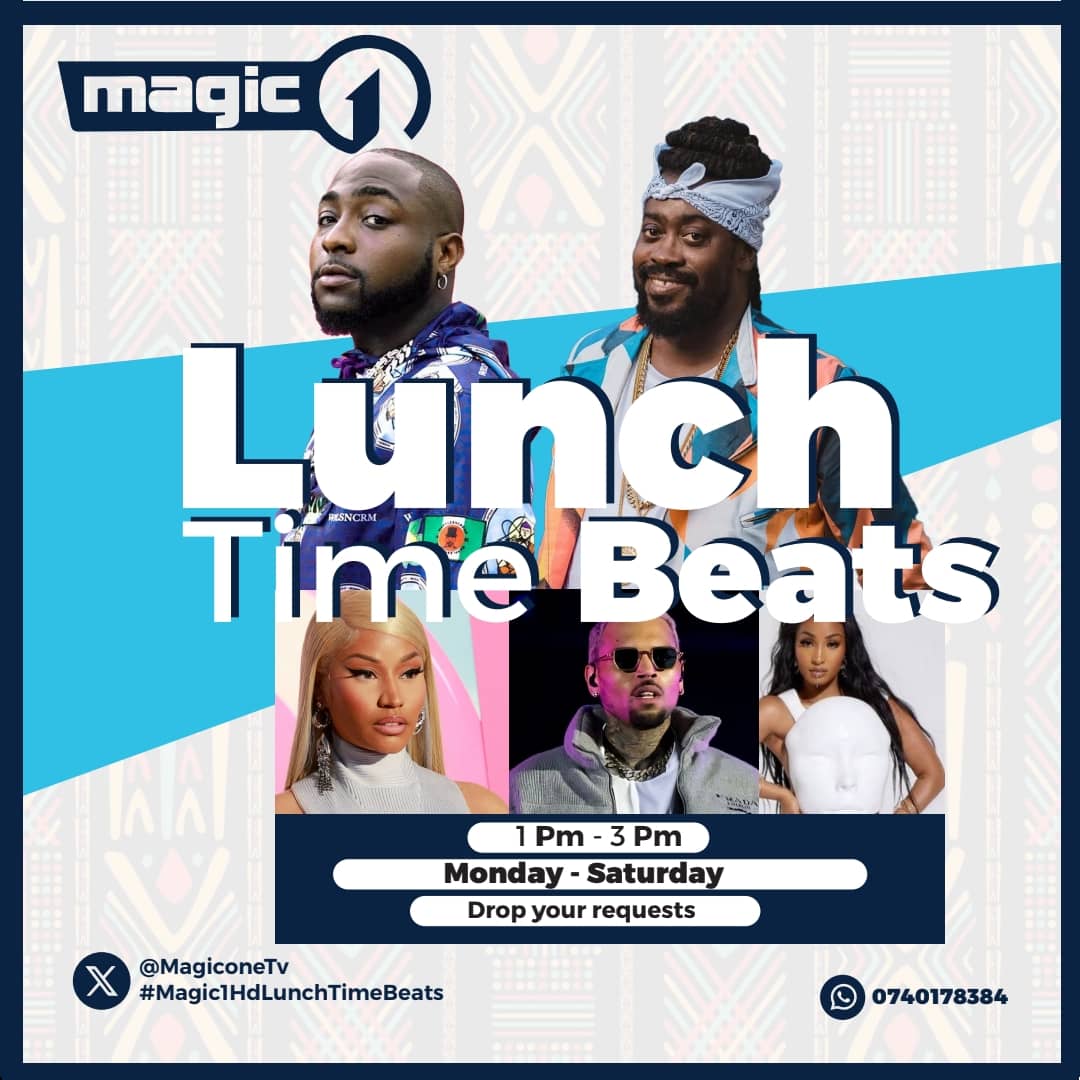 Showing Now: ..Lunch Time Beats.. . Weekend hits, drop your requests. WhatsApp -0740178384 #Magic1HdLunchTimeBeats