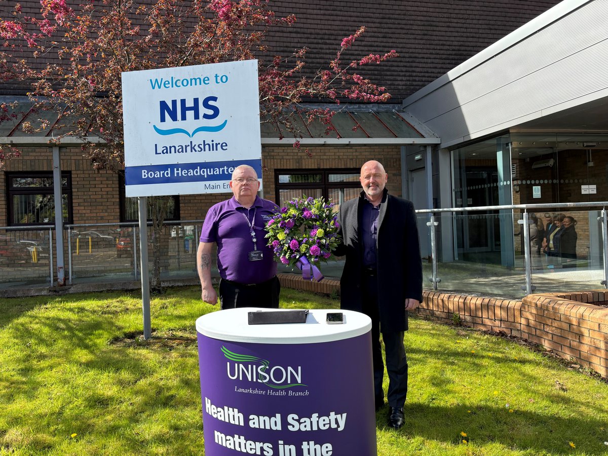 Today is International Workers Memorial Day. It is an opportunity to remember and commemorate those staff who have died at work. To mark the occasion, Unison Lanarkshire Health Branch held a short memorial service at Kirklands Headquarters.