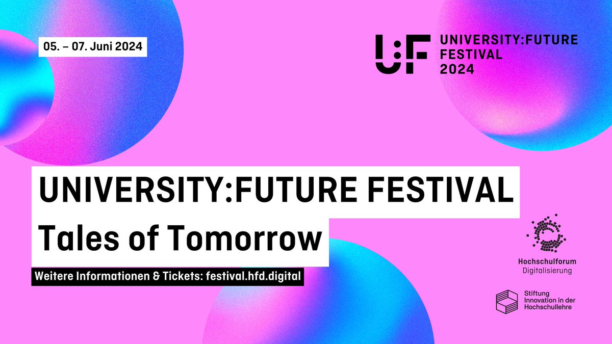 📢 Anmelden und kostenlose Tickets sichern für das University:Future Festival 2024 „Tales of Tomorrow”!
In Präsenz in #Berlin, #Bochum, #Heilbronn, #Leipzig, #Nürnberg und im digitalen Raum, 05.-07.06.24. Die vhb ist als Partner dabei.
#UFFestival #DigitaleBildung #KI