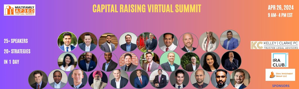3 Hours to Go! Don't Miss the Capital Raising Virtual Summit - April 26! ⏳

Click the link below to sign up for now.

multifamilyap360.mykajabi.com/capitalRaising

#syndication #fundoffunds #CapitalRaising #InvestingTips #VirtualEvent #InvestmentStrategies