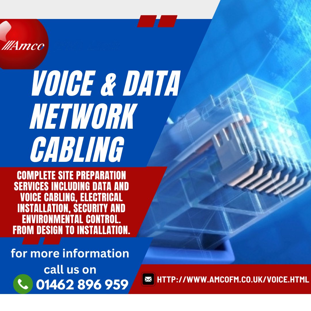 AmcoFM's tweet image. Voice &amp;amp; Data Network Cabling 
For more information call us on 
01462 896 959

#VoiceData #NetworkCabling #ITSupport #ITServices #TechSupport #DataNetworking #CablingSolutions #ITInfrastructure #VoiceNetwork #ITExperts #ITManagement