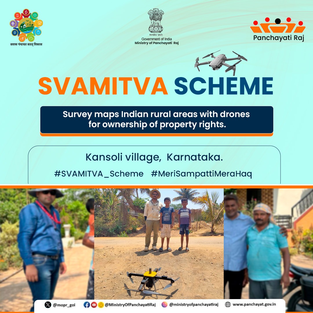 Under #SVAMITVA_Scheme, #DroneFlying has begun in the #Alloli-Kansoli village of #Belagavi District in the State of #Karnataka. #स्वामित्व_योजना #MeriSampattiMeraHaq @DDNational @mygovindia @airnewsalerts @PIB_India @PIB_MoRD @DDNewslive @MyGovHindi #MoPR @PMOIndia @KapilPatil_