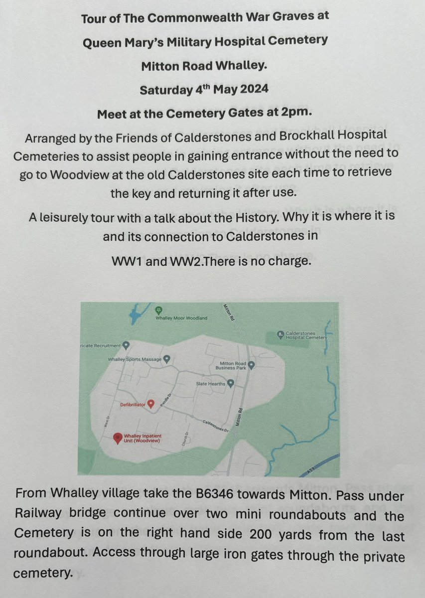 Tour of the @CWGC in #Whalley Sunday 4 May 2pm. Meet at the cemetery gates. All welcome @VisitWhalley @LancsArchives @HSLC1848 @LancashireHour @PoppyLegion @WhalleyLocalHi1