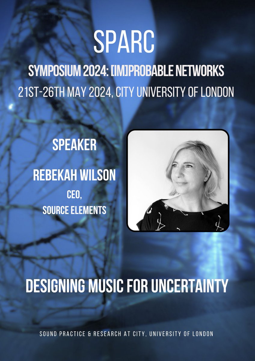 SPEAKERS at SPARC: Rebekah Wilson So excited to hear the CEO of @SourceElements on the new possibilities brought by incorporating real-time music making technologies into artistic output! Registration link can be found here: city.ac.uk/news-and-event…
