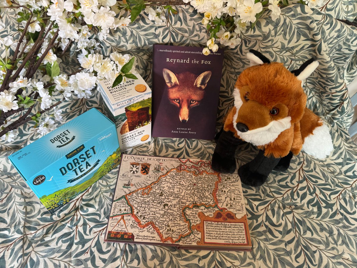 🦊🌿Competition time! To celebrate May Day and the longed-for coming of summer, I'm giving away a signed edition of my 'Reynard the Fox', a copy of the accompanying gold-tipped 'A Fox for All Seasons' journal, both with map endpapers &amp; fine ribbons, packets of Dorset red butter
